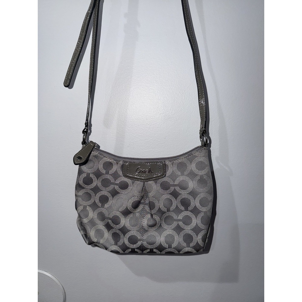 Coach Signature Logo Crossbody Purse In Gray 1